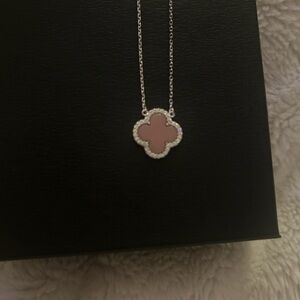 Pink Clover sterling silver Pendant Necklace
